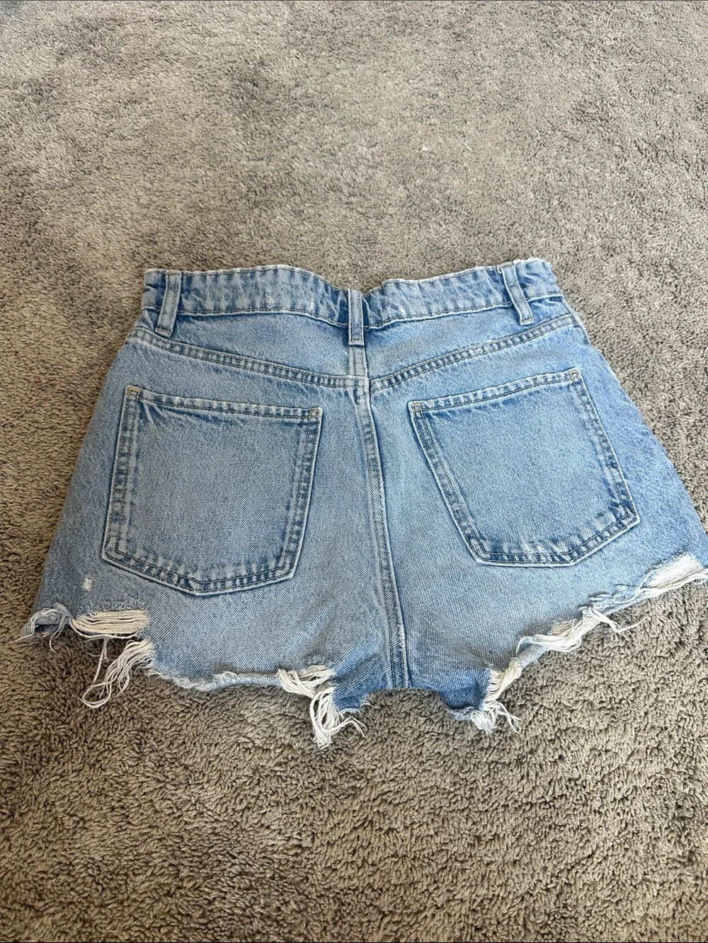 Zara Light Wash Distressed Denim Cutoff Shorts